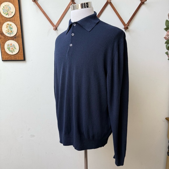 Vintage Terrycloth Navy Blue Polo Sweater - Picture 7 of 10